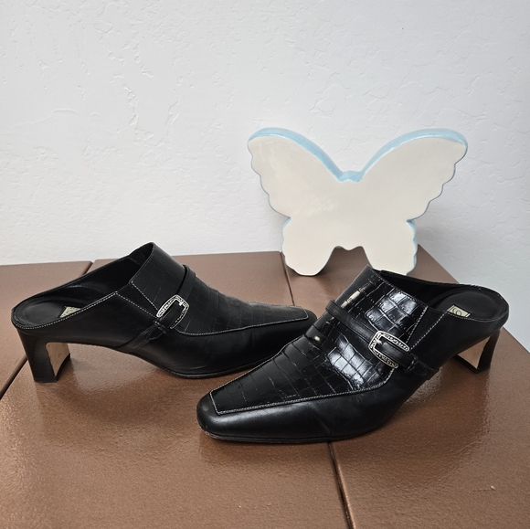 Brighton Black Crocodile Pattern slip on heels Size 9 - Picture 4 of 10